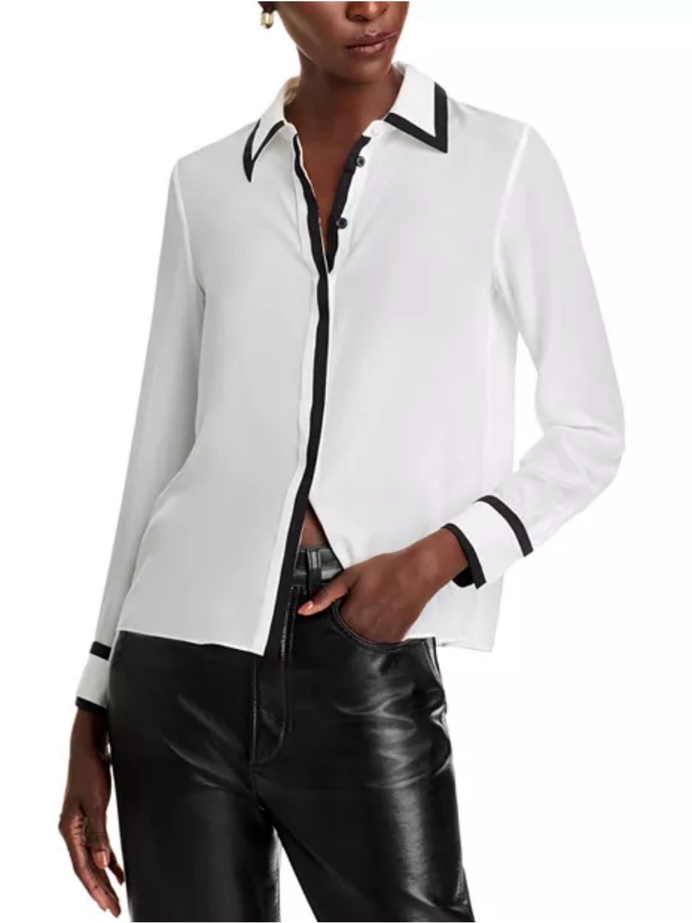 Alice + Olivia Willa Silk Placket Top/ Size XS